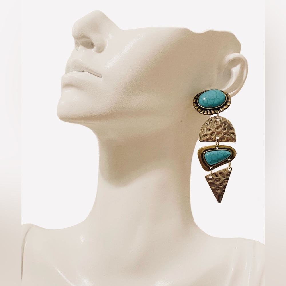 Blue Stone Dangle Drop Earrings - image 1